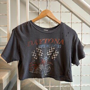 Garage Distressed Graphic Tee T Shirt Harley Davidson Inspired XS Cropped
